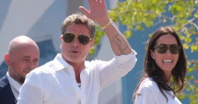 Brad Pitt and Girlfriend Ines de Ramon Coordinate in White as They Arrive in Italy for 2024 Venice Film Festival