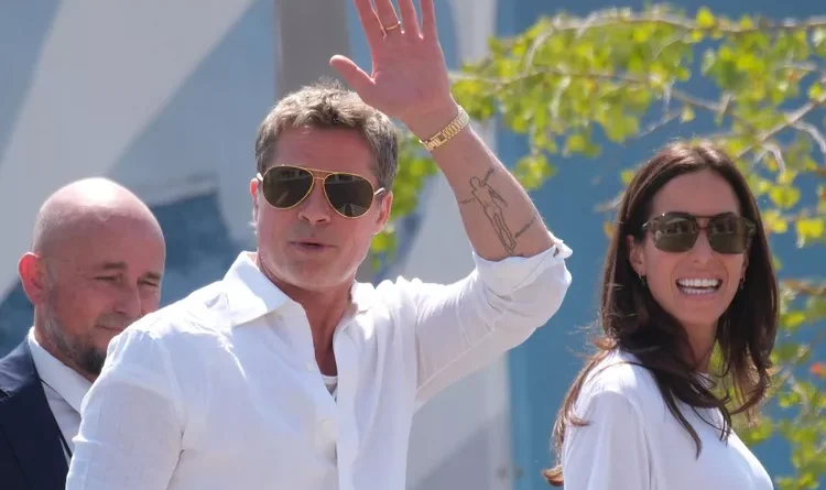 Brad Pitt and Girlfriend Ines de Ramon Coordinate in White as They Arrive in Italy for 2024 Venice Film Festival