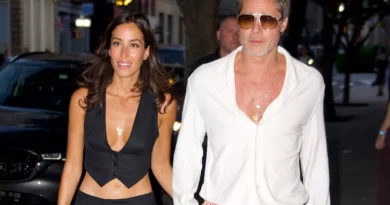 Brad Pitt Shows His Love for Ines de Ramon with Diamond ‘I’ Pendant (and Plunging Top) on N.Y.C. Date Night